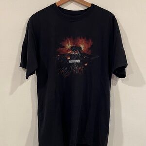 Harley-Davidson Black Tee with Fiery Graphic New Orleans